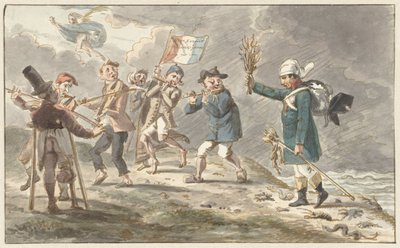 Spotprent op de terugtocht van Napoleon I Bonaparte uit Rusland door Jacob Smies