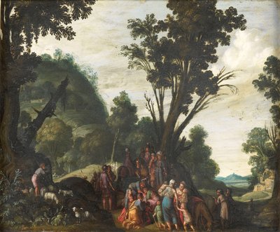 De Ontmoeting van Jacob en Esau (Genesis 33) door Jacob Symonsz Pynas (attributed to)