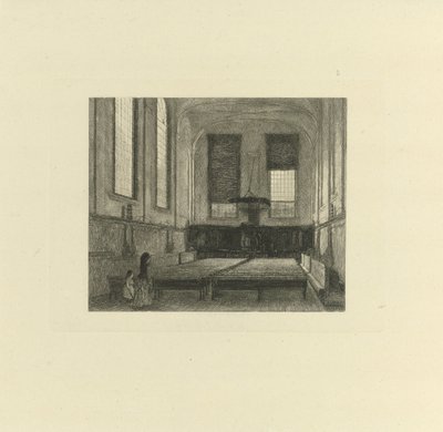 Interieur van de Doopsgezinde Kerk te Utrecht door Jacob Taanman