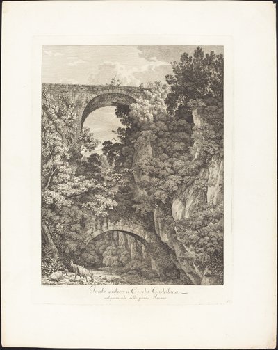 Oude Brug in Cività Castellana, in de volksmond Terano-brug genoemd door Jacob Wilhelm Mechau