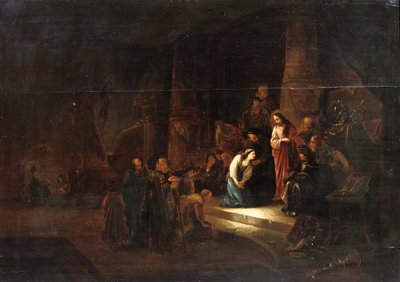 Christus en de overspelige vrouw door Jacob Willemsz de (workshop of) Wet or Wett