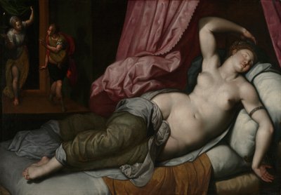 Parijs wordt toegelaten tot de slaapkamer van Helena, ca. 1585-90 door Jacob de Backer