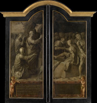 De opwekking van Lazarus (gesloten buitenpanelen) door Jacob de Backer