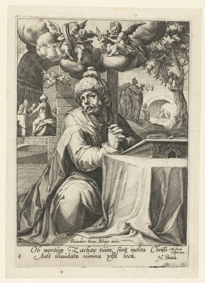 Zacheüs als berouwvolle zondaar door Jacob de Gheyn (II) (workshop of)