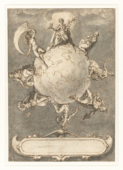Ontwerp voor de laatste prent in de reeks Omnium rerum vicissitudo est door Jacob de Gheyn (II)