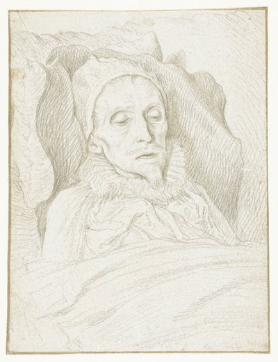 Portret van Prins Maurits op zijn sterfbed door Jacob de Gheyn (II)