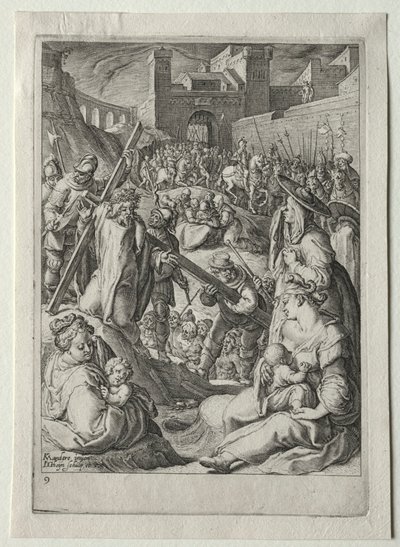 Passieset:  Christus draagt het kruis door Jacob de Gheyn II