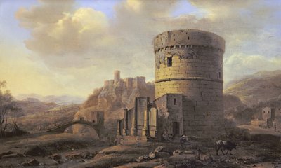 Romeins landschap: het graf van Cecilia Metella door Jacob de Heusch