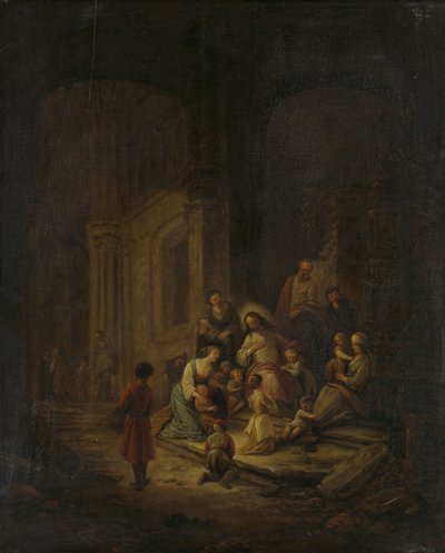 Christus zegent de kleine kinderen door Jacob de I Wet