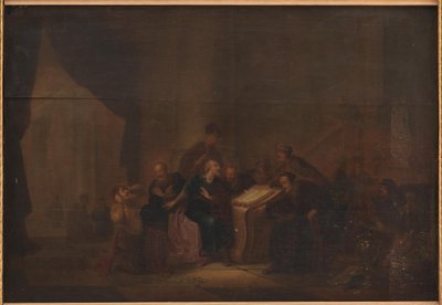 Judas werpt de zilverstukken neer in de tempel door Jacob de Wet d.Æ.
