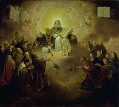 De vierentwintig ouderlingen knielend voor het Lam door Jacob de Wet d.Æ.
