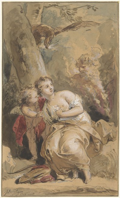 Callisto, Amor en Jupiter met de adelaar door Jacob de Wit