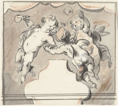 Drie zwevende putti door Jacob de Wit