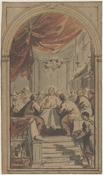 Het Heilig Avondmaal, voorgesteld in de opperzaal door Jacob de Wit
