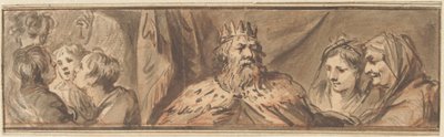 Koningsfiguur en de jongelingen in de oven door Jacob de Wit