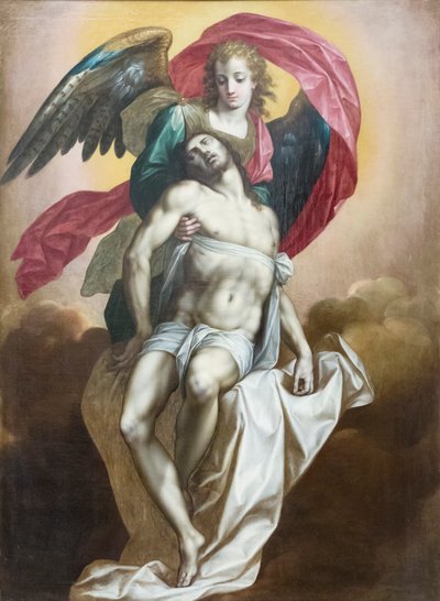 Dode Christus ondersteund door een engel door Jacob de the Elder Backer