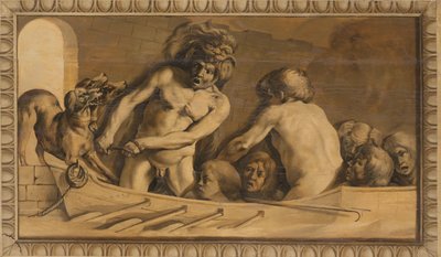 Hercules haalt Cerberus uit de onderwereld (Charon, de veerman van de Styx) door Jacob van Campen