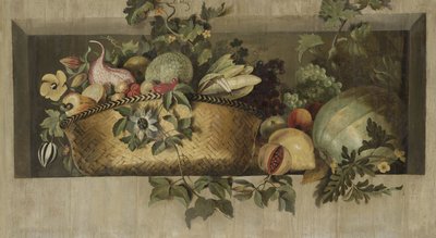 Stilleven met fruit en bloemenguirlandes door Jacob van Campen
