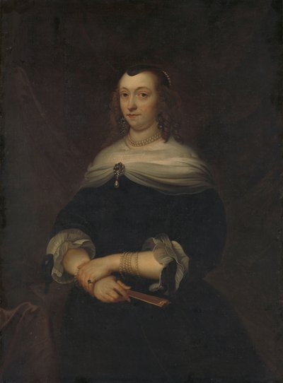 Portret van een vrouw, vermoedelijk Lucretia Boudaen (1616-1663), vrouw van Jean Ortt en tweede vrouw van Christoffel van Gangelt door Jacob van Loo (copy after)