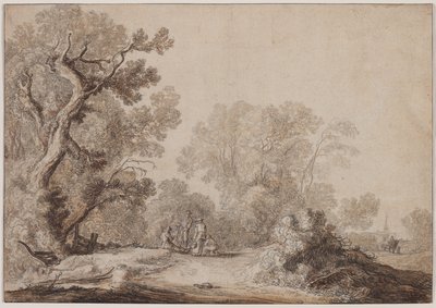 Boeren aan de Rand van een Bos door Jacob van Mosscher