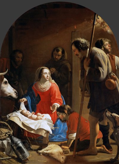 De aanbidding van de herders met Sint-Franciscus van Assisi door Jacob van Oost