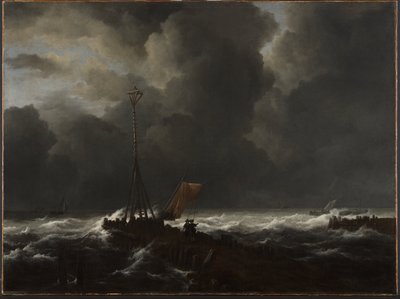Ruwe Zee bij een Steiger door Jacob van Ruisdael