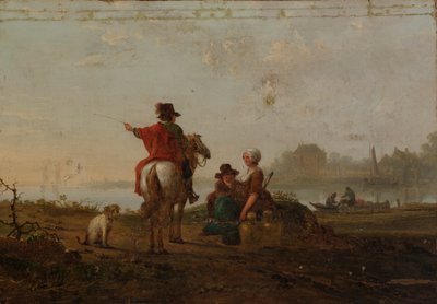 Nederlands landschap met figuren, laat 18e-begin 19e eeuw door Jacob van Strij