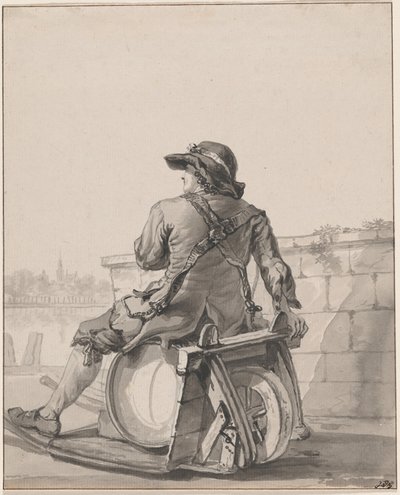 Man Zittend op een Vat op een Kruiwagen door Jacob van Strij