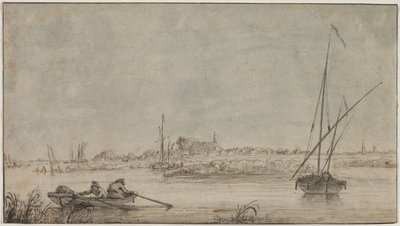 Uitzicht op Dordrecht vanaf de Rivier, 1775-1815 door Jacob van Strij