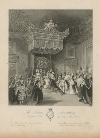 De trooninvestituur van een Ridder in de Kousenbandorde door Jacob van der Heyden