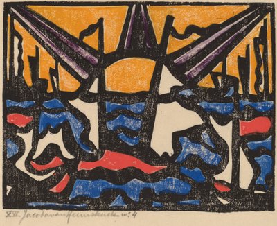 Landschap met een Zon door Jacoba van Heemskerck van Beest