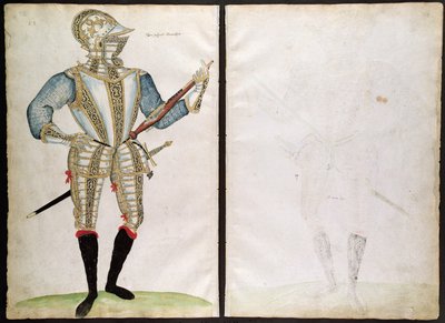 Harnas voor Sir John Smith, uit Een Elizabethaans Wapenboek door Jacobe Halder