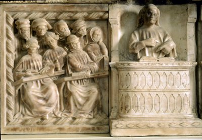 Grafmonument van Carlo, Roberto en Riccardo da Saliceto: studenten volgen een cursus door Jacobello and Pier Paolo dalle Masegne