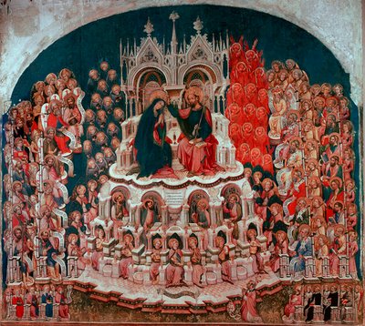 De kroning van de Maagd in het Paradijs. Schilderij op hout door Jacobello del Fiore (1370-1439). 15e eeuw. Galleria dell