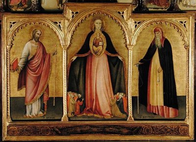 Maagd en Kind met St. Jacobus de Meerdere en St. Antonius (tempera op paneel) door Jacobello del Fiore