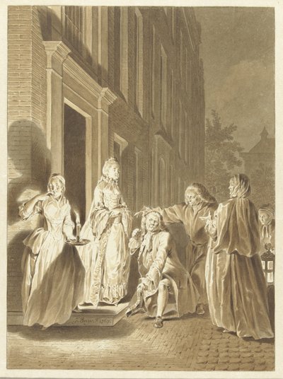 Scene uit Lubbert Lubbertse, of de geadelde boer door Jacobus Buys