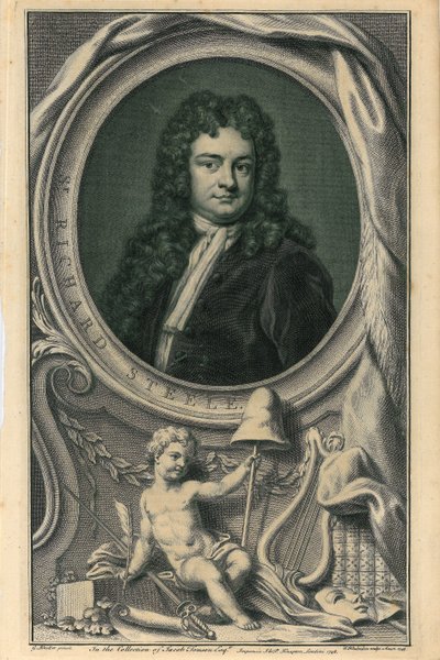 Sir Richard Steele door Jacobus Houbracken