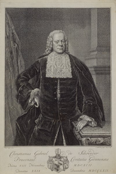 Christian Gabriel Schroder, 1764 door Jacobus Houbraken