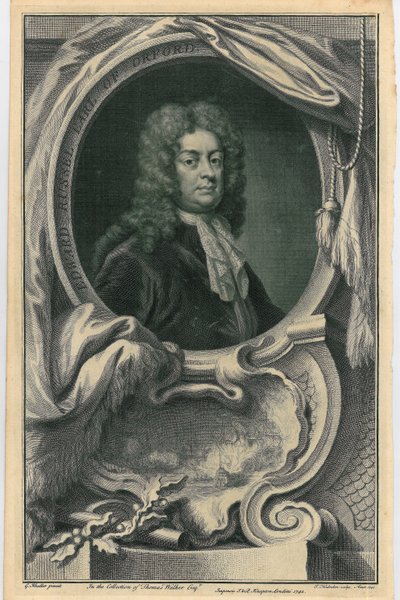 Edward Russell, Graaf van Orford, ca.1742 door Jacobus Houbraken