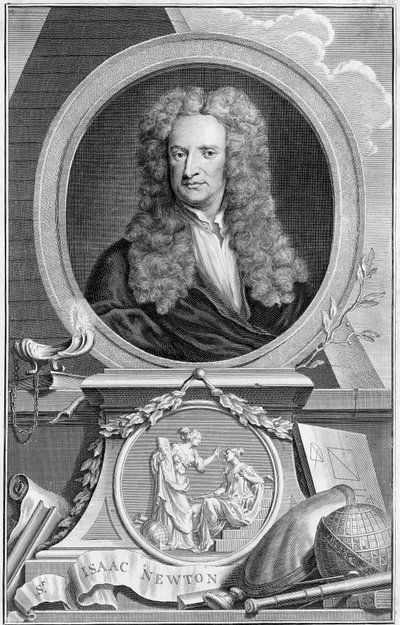 Isaac Newton 1642-1727, Engelse wiskundige, astronoom en natuurkundige, 1738 door Jacobus Houbraken