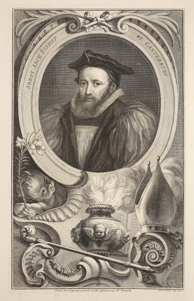 Portret van George Abbot, aartsbisschop van Canterbury, illustratie uit 