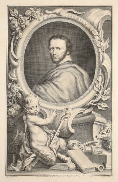 Portret van Ben Johnson, illustratie uit 
