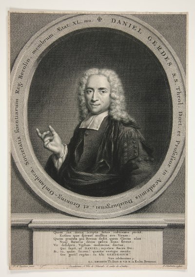 Portret van Daniel Gerdes, naar J.M. Quinkhart door Jacobus Houbraken