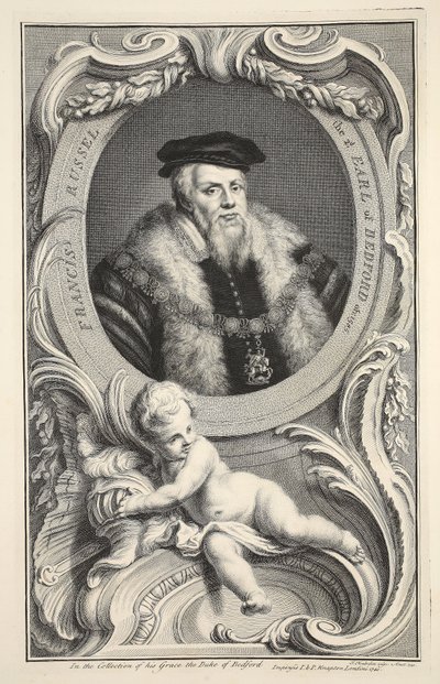 Portret van Francis Russell, illustratie uit 