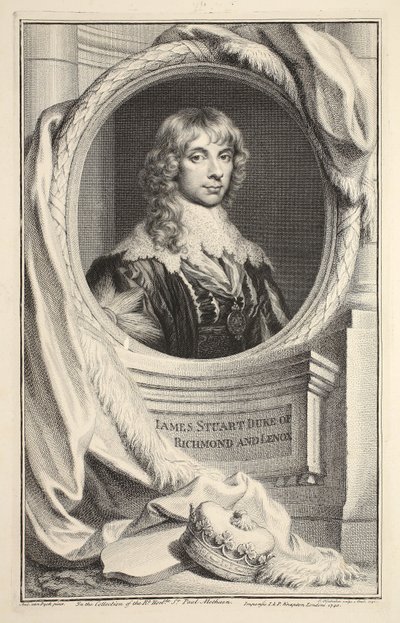 Portret van James Stuart, hertog van Richmond en Lennox, illustratie uit 