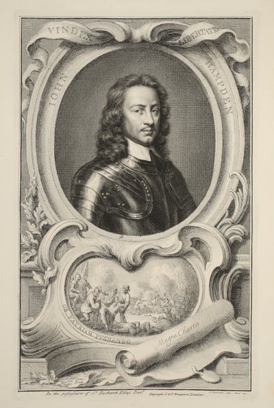 Portret van John Hampden, illustratie uit 