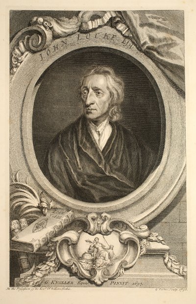 Portret van John Locke, illustratie uit 