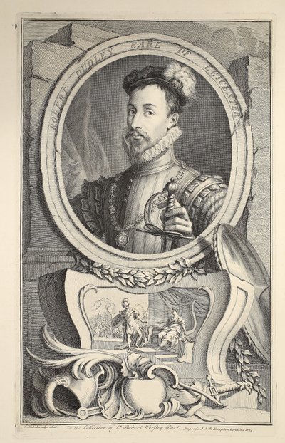 Portret van Robert Dudley, Graaf van Leicester, illustratie uit 