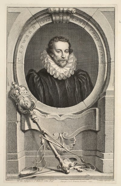 Portret van Sir Edward Coke, Lord Chief Justice, illustratie uit 