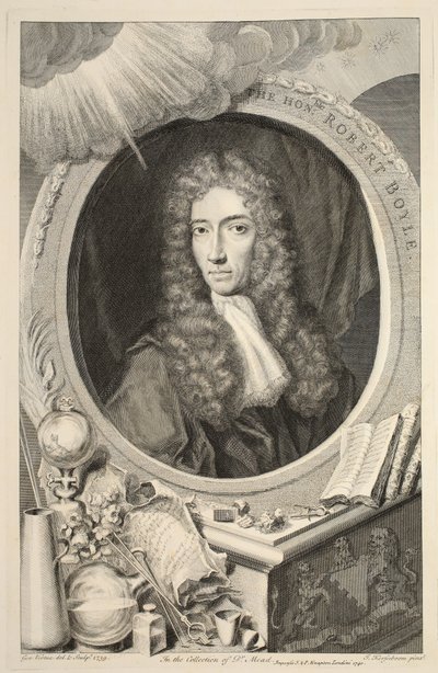 Portret van De Eerwaarde Robert Boyle, illustratie uit 